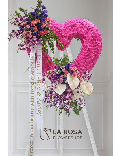 Flower Heart 03 (Pink) – Funeral Flowers Philippines | Sympathy Flower Delivery