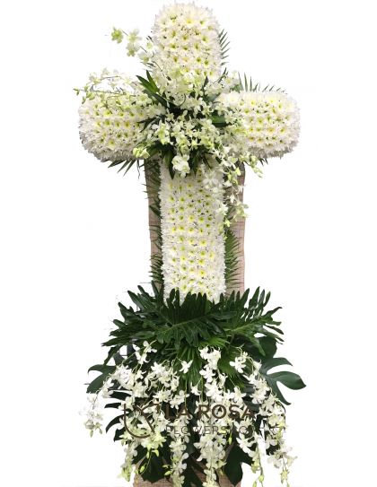 Cross Arrangement 03 – Funeral Flowers Philippines | Funeral Flower Cross Delivery