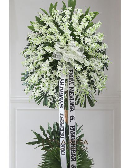 Sympathy 001 – White Orchid Funeral Flowers | Funeral Flower Delivery Philippines