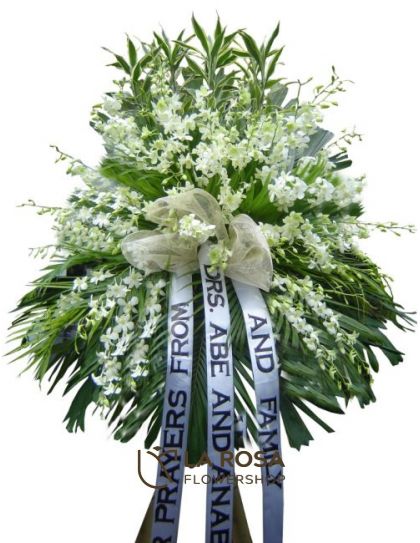 Sympathy 036 – White Orchid Funeral Flowers | Funeral Flower Delivery Philippines