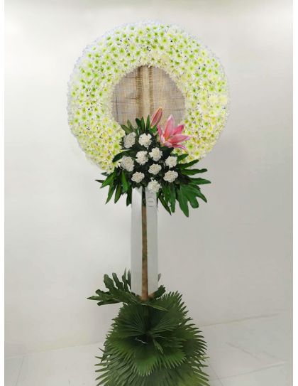Funeral Wreath 09 Funeral Flowers Philippines - White Sympathy Wreath - Funeral Flower Delivery