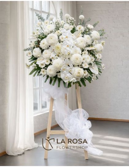 Ivory Serenity Funeral Flowers Philippines - White Sympathy Standing Flowers - Funeral Flower Delivery