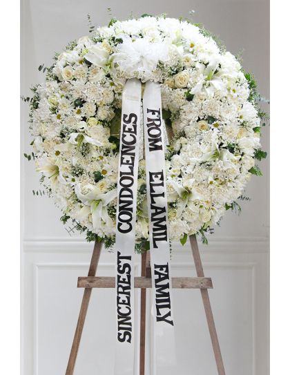 Loving Embrace Flower Wreath Funeral Flowers Philippines - White Sympathy Wreath - Funeral Flower Delivery