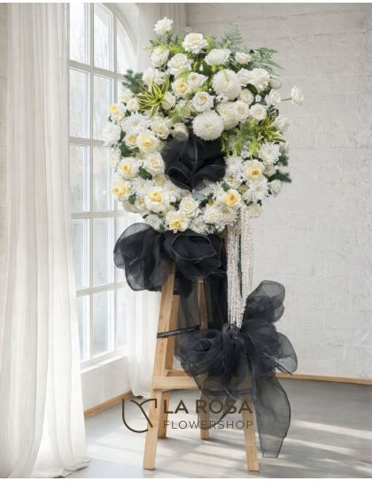 Sacred Bloom Funeral Flowers Philippines - Sympathy Wreath Stand - Funeral Flower Delivery