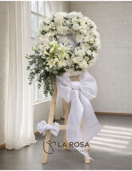 Shiro Hana Funeral Flowers Philippines - White Sympathy Wreath - Funeral Flower Delivery