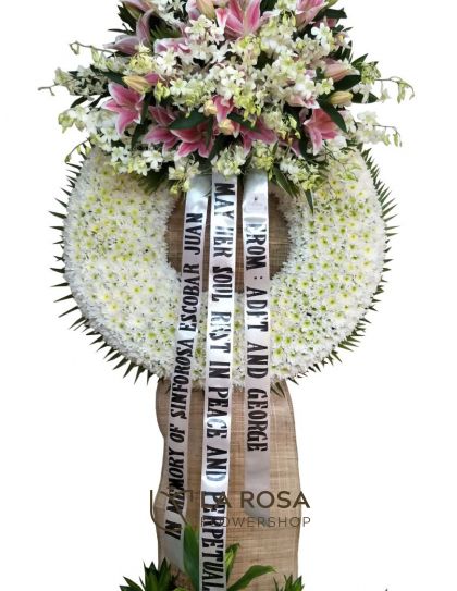 Sympathy Flower Wreath 03 Funeral Flowers Philippines - White Sympathy Wreath - Funeral Flower Delivery