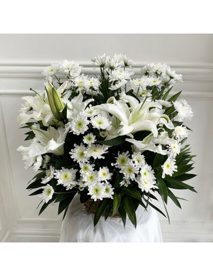 Sympathy Garden Single 02 Funeral Flowers Philippines - Mum & Lily Basket - Funeral Flower Delivery