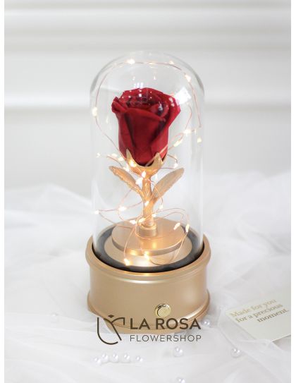 Eternity Red Rose (Gold BT Speaker Glass Dome) 