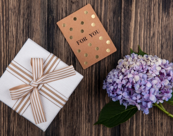 For you card with gift and flowers by La Rosa Flower Shop bouquet price Philippines